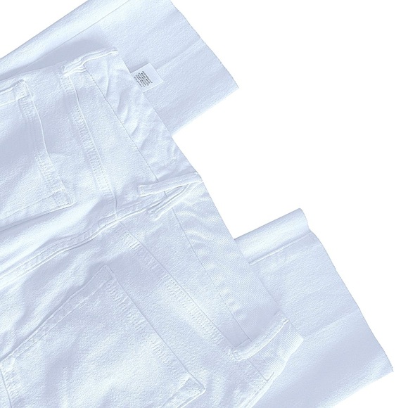 Good American White Denim Jeans High Waisted Straight Legs Raw Hem Size 8 - Picture 12 of 13